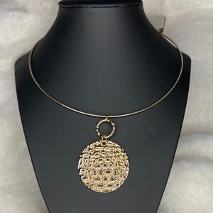 Erica Lyons Gold Textured Pendant Necklace